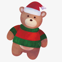 小熊帽圣诞手绘小熊装饰矢量图高清图片