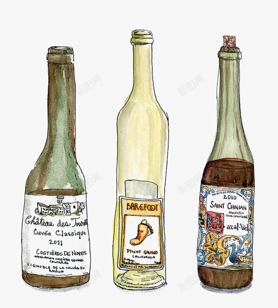 涂鸦酒瓶png免抠素材_新图网 https://ixintu.com 卡通 手绘 插画 洋酒 瓶子 酒瓶