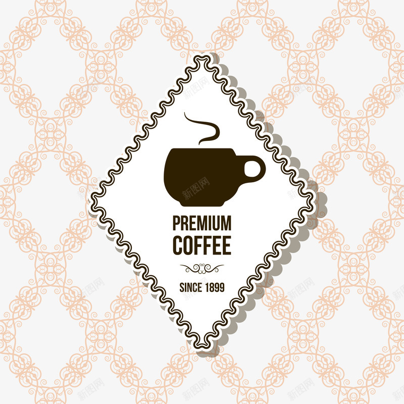 浅色花纹背景咖啡logo图标png_新图网 https://ixintu.com logo 咖啡店 标志设计 装饰