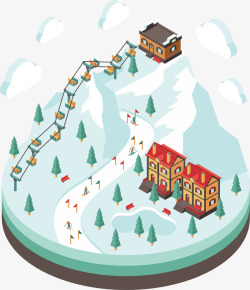 滑雪场冬天圆形滑雪场模型矢量图高清图片