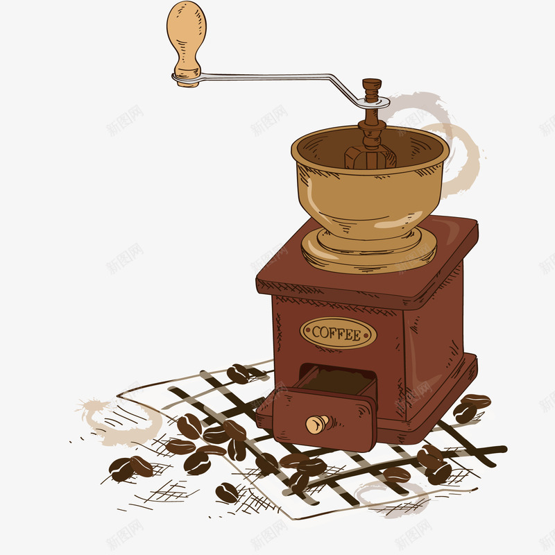 咖啡机和咖啡豆png免抠素材_新图网 https://ixintu.com 制作 咖啡机 咖啡豆 研磨