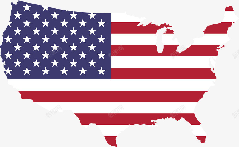 美国国旗地图png免抠素材_新图网 https://ixintu.com 国家 国旗 地图 地理 美国