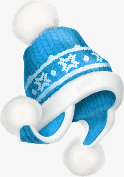 蓝色圣诞节保暖帽子素材