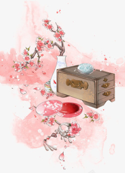 粉色化妆盒粉色水彩画高清图片