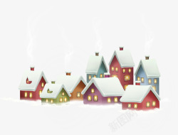 冬季屋子卡通褐色冬日小屋高清图片