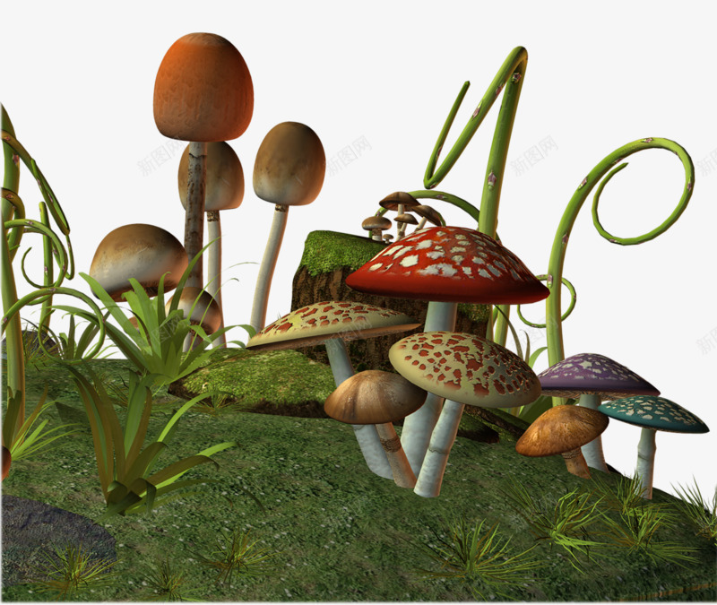 游戏蘑菇png免抠素材_新图网 https://ixintu.com 植物 游戏风格 草地 蘑菇素材