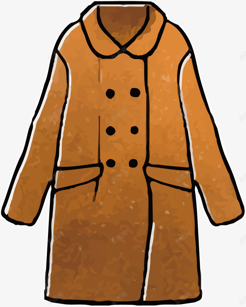 棕色外套png免抠素材_新图网 https://ixintu.com 免费 冬天 呢子大衣 外套 衣服
