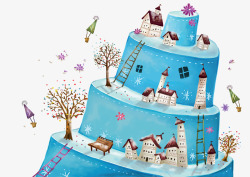 创意台阶蛋糕上的城堡高清图片