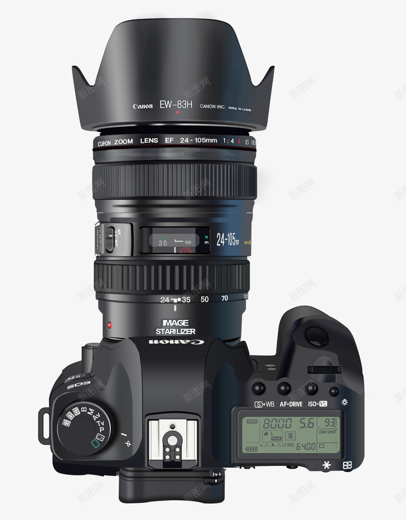 超写实黑色相机psd免抠素材_新图网 https://ixintu.com 拍照 照片 照相机 记录 镜头