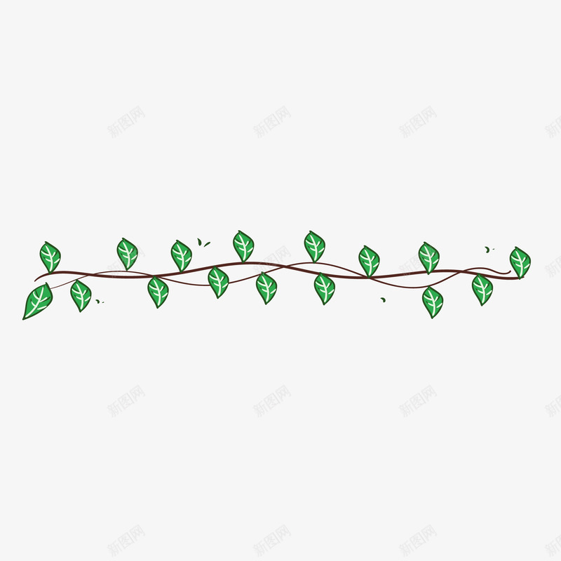 植物分割线手绘png免抠素材_新图网 https://ixintu.com 分割线 手绘 植物 绿叶