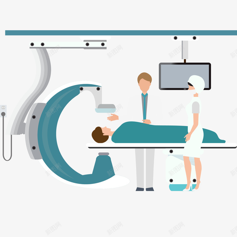 病人做检查插画矢量图ai免抠素材_新图网 https://ixintu.com MRI扫描仪 X光 医学扫描仪器 医生 医疗器械 医院 拍X光线 拍片检查 病人做检查矢量插画 病房 矢量图