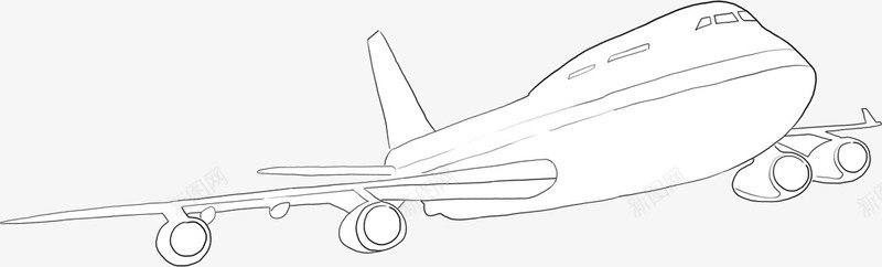 手绘线条飞机png免抠素材_新图网 https://ixintu.com 填色练习 手绘 插画 现代 科技 线条 航天 航空 飞机 黑白