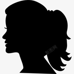 女人美发女人的头侧轮廓图标高清图片