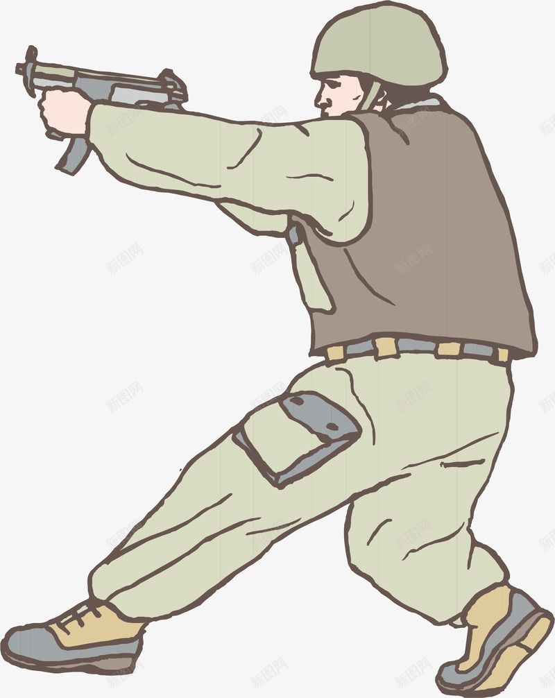 射击的士兵png免抠素材_新图网 https://ixintu.com 卡通人物 对仗 老兵 背影