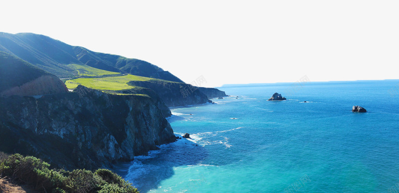 加州一号公路png免抠素材_新图网 https://ixintu.com 加利福尼亚 摄影 海岛 海岛小船 美国 美国西海岸 自然 自然景观 蓝天碧水 风景名胜 黄金海岸