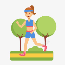 健身慢跑在绿道跑步的女孩矢量图高清图片