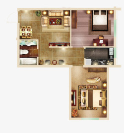 三房两厅家装效果图精装两房两厅户型图高清图片