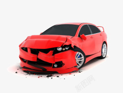 红跑车透视图撞坏的汽车高清图片