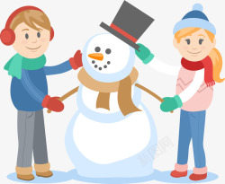堆雪人的小朋友冬季堆雪人的小朋友高清图片