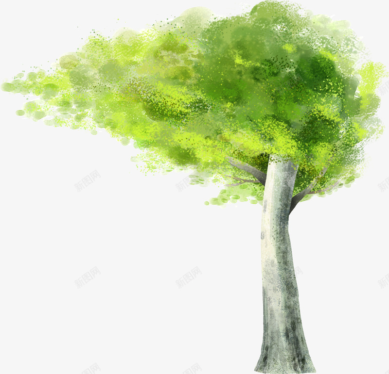 手绘风格绿树主题png免抠素材_新图网 https://ixintu.com 主题 绿树 风格