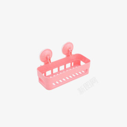 卫生间镜子置物镜家英双吸盘式肥皂架粉红色高清图片