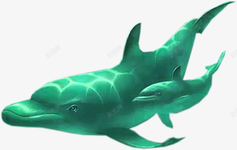 游泳的海豚png免抠素材_新图网 https://ixintu.com 动物 化妆品 淘宝装饰 绿色
