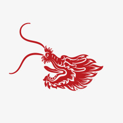 龙的形态装饰设计精致红色龙头图腾矢量图高清图片