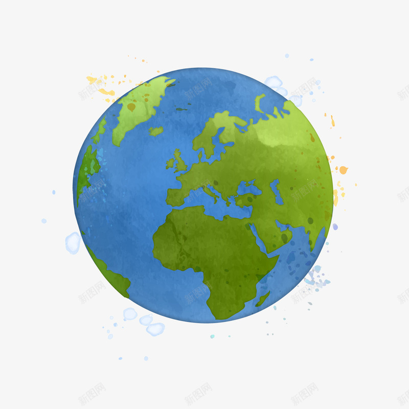 彩绘地球矢量图ai免抠素材_新图网 https://ixintu.com 墨点 蓝色 蓝色地球 装饰 矢量图