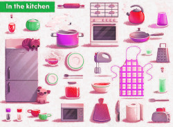 幼教书籍儿童读物厨房插图高清图片