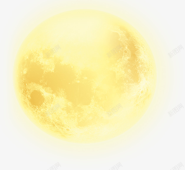 柔和的黄色月球png免抠素材_新图网 https://ixintu.com 月球 柔和 黄色