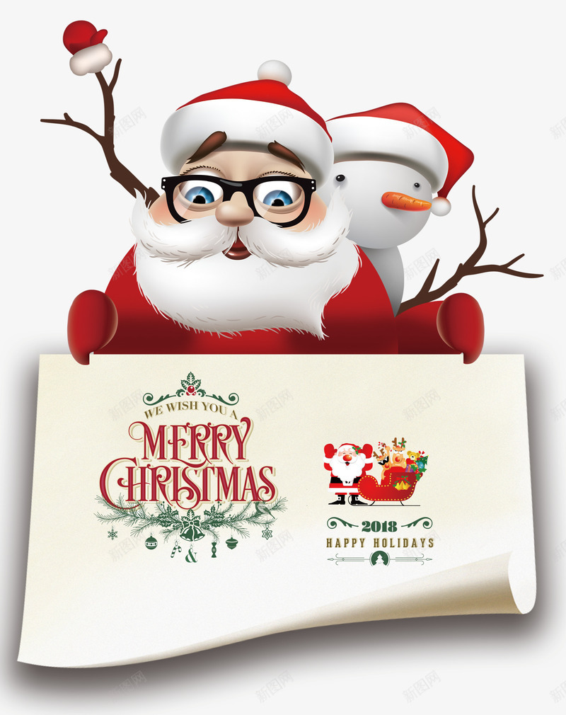 圣诞节装饰卡片psd免抠素材_新图网 https://ixintu.com 卡片 圣诞老人 圣诞节 圣诞装饰 明信片 明信片格式 装饰图案