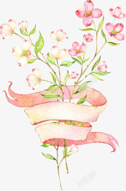 垃圾花卉纹理彩绘小清新花环高清图片