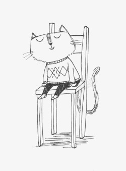 涂鸦小猫免扣PNG椅子上的猫咪高清图片