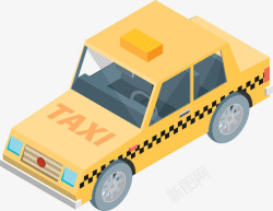 矢量网络打的卡通手绘出租车立体插画矢量图高清图片