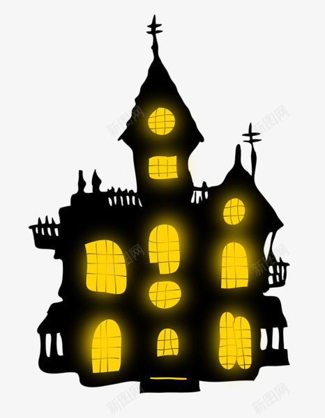黑色万圣节城堡创意png免抠素材_新图网 https://ixintu.com 创意 城堡 黑色