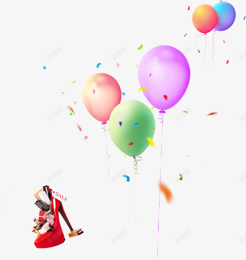 漂亮的气球元素png免抠素材_新图网 https://ixintu.com 五颜六色 商业地产 彩色气球 气球 气球墙 红色气球 绿色气球 蓝色气球 购物 高跟鞋