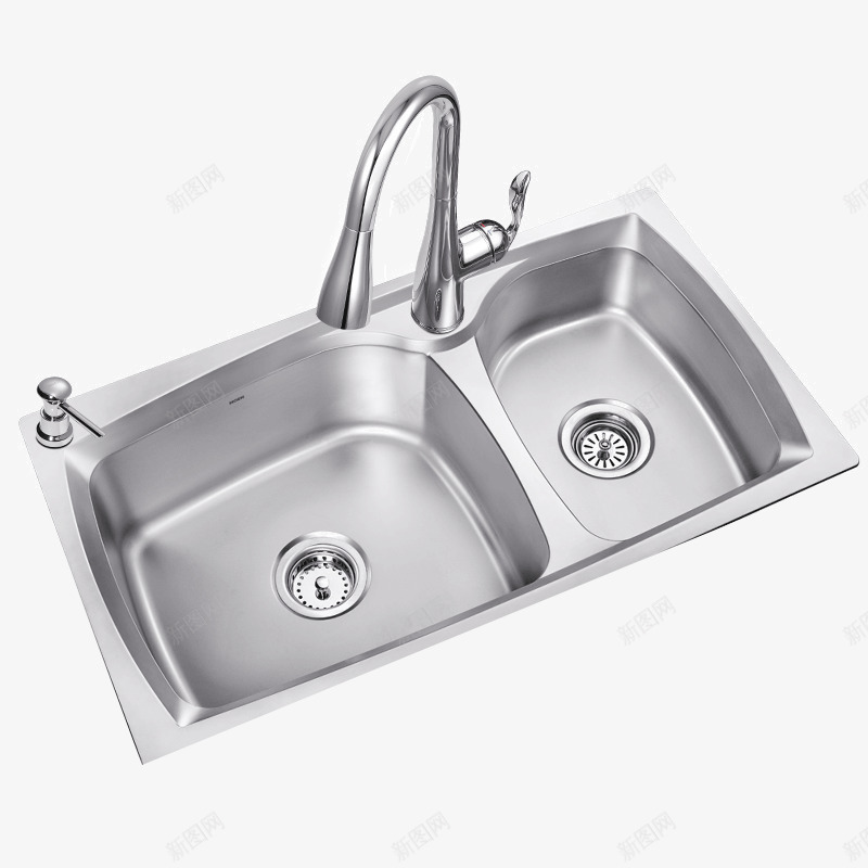 水槽png免抠素材_新图网 https://ixintu.com 产品实物 大洗菜盆 水槽厨房双槽 水池 洗碗池