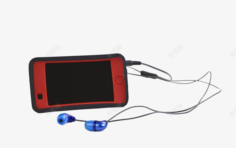 手绘手机插耳机png免抠素材_新图网 https://ixintu.com 手机 手绘 数码 数码管 红色 耳机