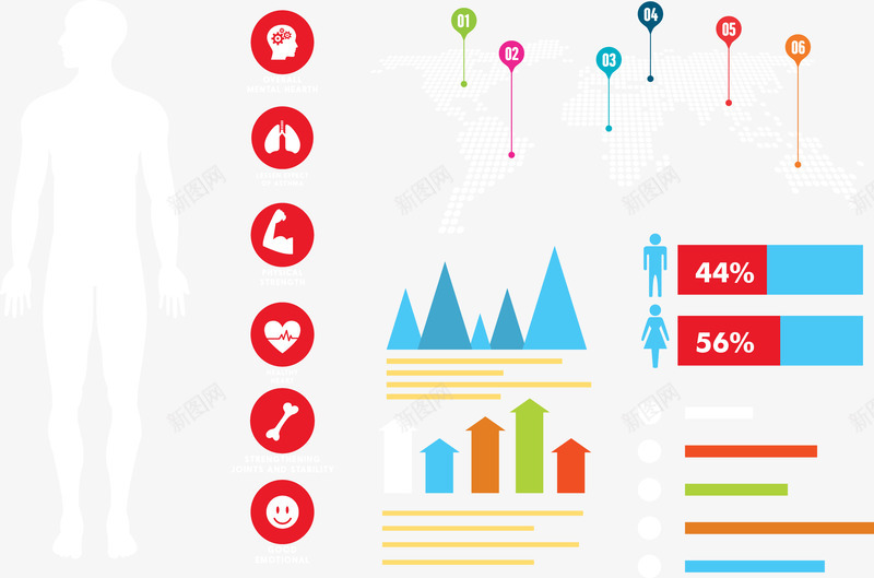 彩色运动数据矢量图ai免抠素材_新图网 https://ixintu.com 健身 彩色 数据 运动 矢量图