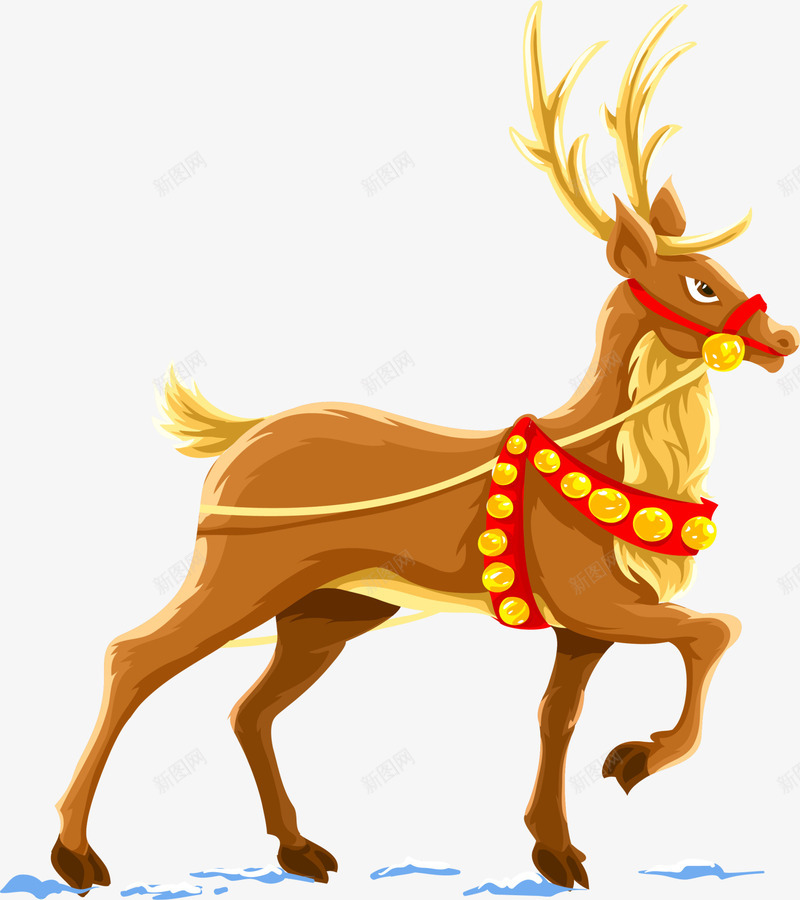 褐色卡通麋鹿png免抠素材_新图网 https://ixintu.com 冬天 冬季 圣诞快乐 圣诞节 拉车麋鹿 装饰图案 褐色麋鹿