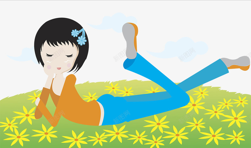 人物插图趴在草坪上的女孩png免抠素材_新图网 https://ixintu.com 人物插图 女孩 想事情 手托腮 草地上的人 草坪 趴着
