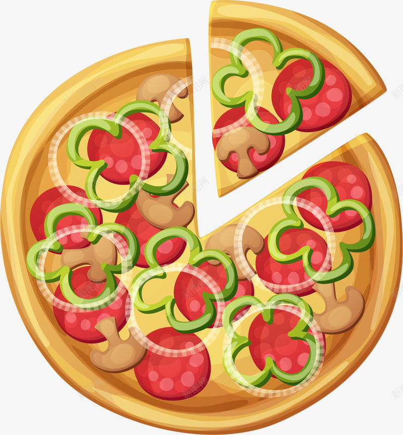一个切开的披萨png免抠素材_新图网 https://ixintu.com 免抠PNG 卡通 培根蘑菇披萨 外国风情 披萨 披萨海报 新品 美味披萨 美食 菜椒