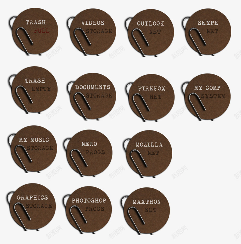咖啡色标签曲别针图标png_新图网 https://ixintu.com PNG图标 咖啡色 圆形 曲别针 标签