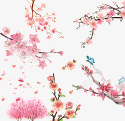 多款粉色多款中国风水墨桃花高清图片