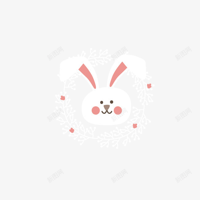 雪花花环白兔png免抠素材_新图网 https://ixintu.com 兔子简笔画 卡通白兔头 花环兔子 花环动物