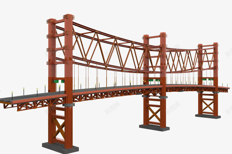 红色钢材大铁索桥png免抠素材_新图网 https://ixintu.com 大桥 红色大桥 红色钢材大铁索桥 钢材桥 铁索 铁索桥