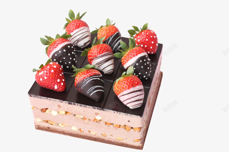 草莓部落慕斯蛋糕png免抠素材_新图网 https://ixintu.com 可可蛋糕 巧克力酱 慕斯蛋糕 草莓 草莓蛋糕 蛋糕胚