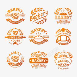 面包店标志橙色面包花纹标志图标高清图片