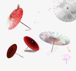 荷花伞中国风纸伞合集高清图片