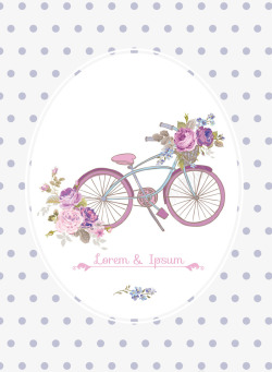 手绘粉色婚庆自行车装饰素材